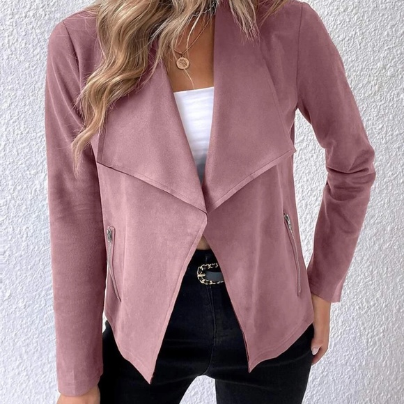 Luxe Vegan Suede Open Front Jacket - Picture 10 of 11